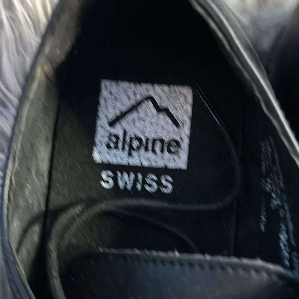 Alpine Swiss Men's Black Leather Dress Oxford Shoes Size 10 Formal Lace Up
